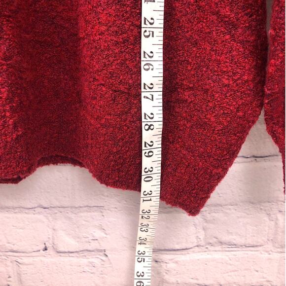 Brandini Ribbed V-neck Textured Wool Blend Long Sleeve Burgundy Knit Sweater L - Picture 12 of 12